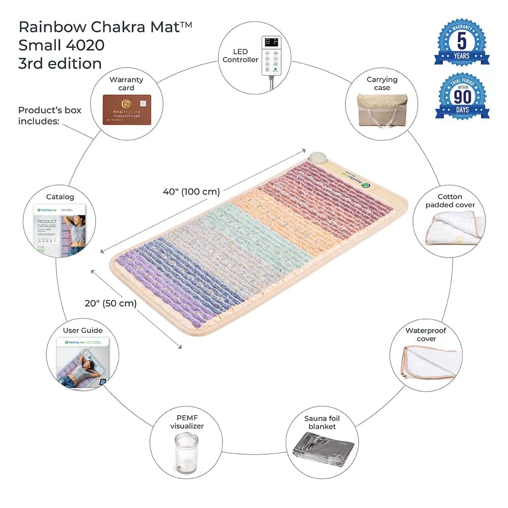 Rainbow Chakra Mat Small 4020 Firm - Photon PEMF Inframat Pro 3rd Edition by Healthyline - The Sauna World