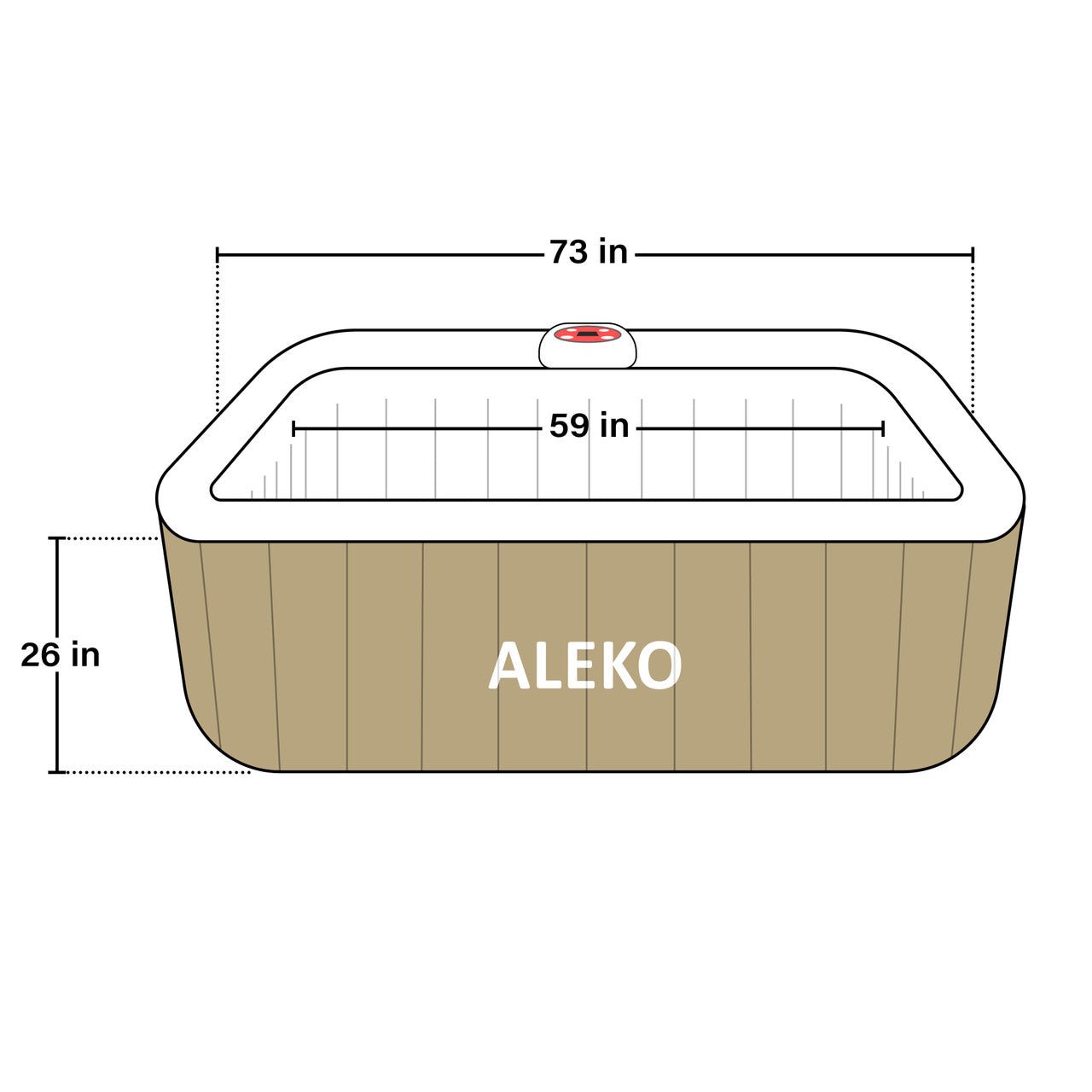 Square Inflatable Jetted Hot Tub with Cover - 6 Person - 250 Gallon - Brown and White - The Sauna World