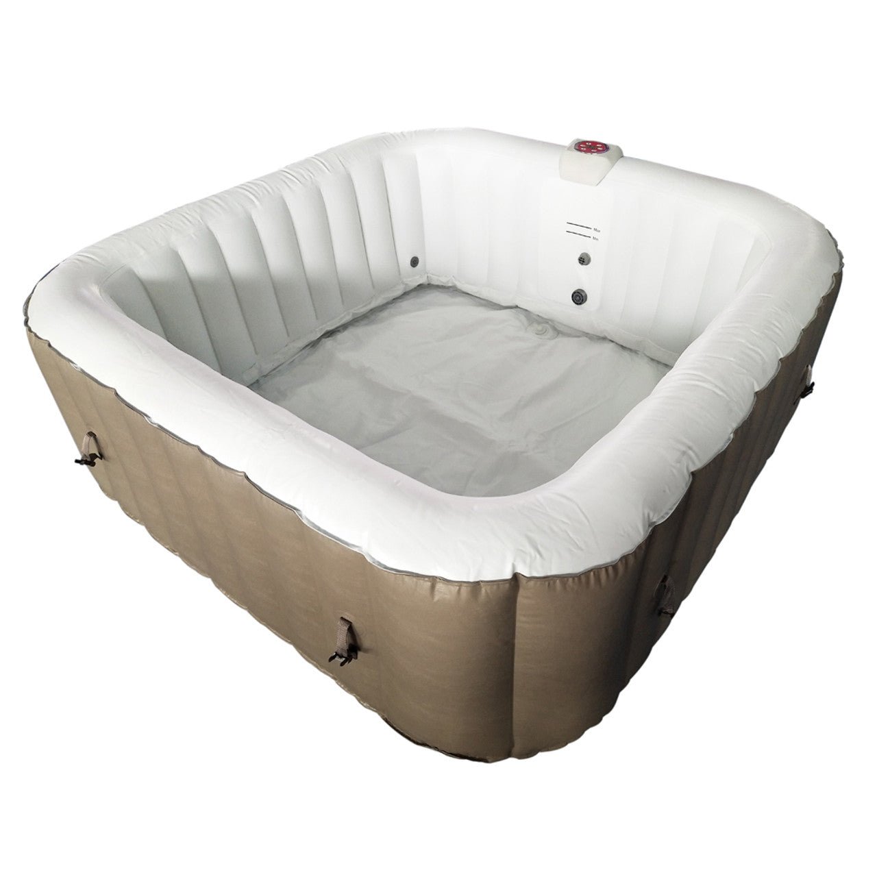 Square Inflatable Jetted Hot Tub with Cover - 6 Person - 250 Gallon - Brown and White - The Sauna World