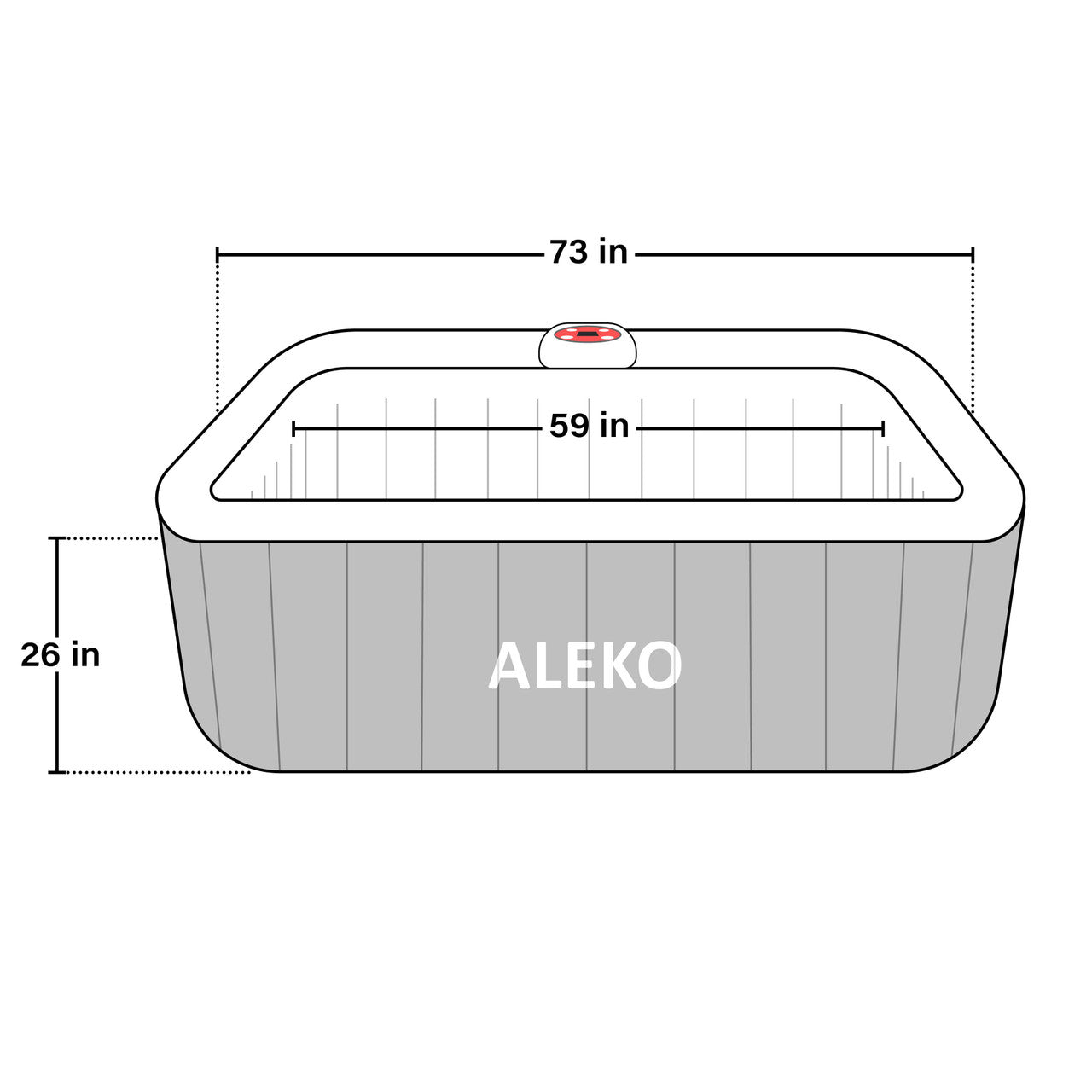 Square Inflatable Jetted Hot Tub with Cover - 6 Person - 265 Gallon - Gray - The Sauna World