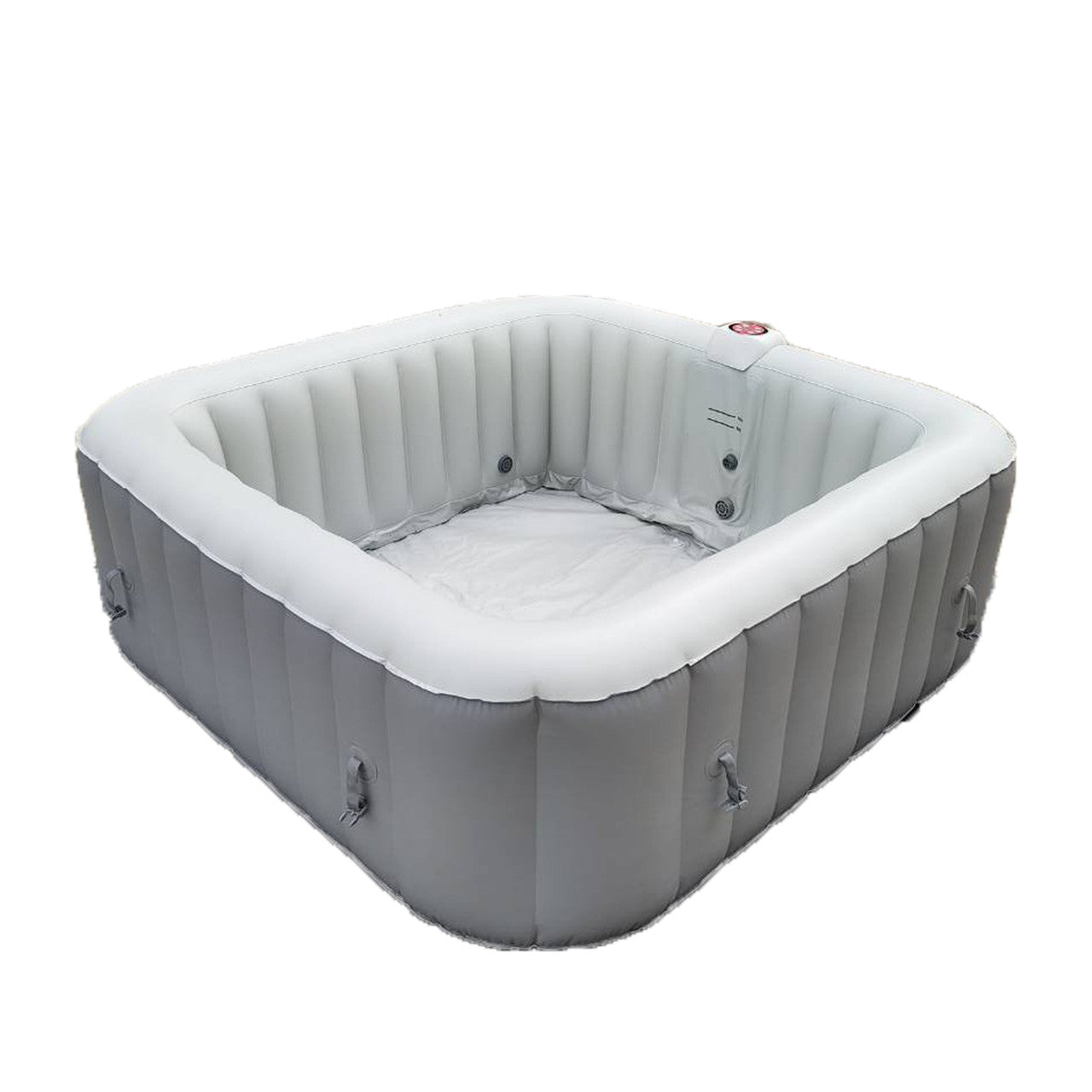 Square Inflatable Jetted Hot Tub with Cover - 6 Person - 265 Gallon - Gray - The Sauna World