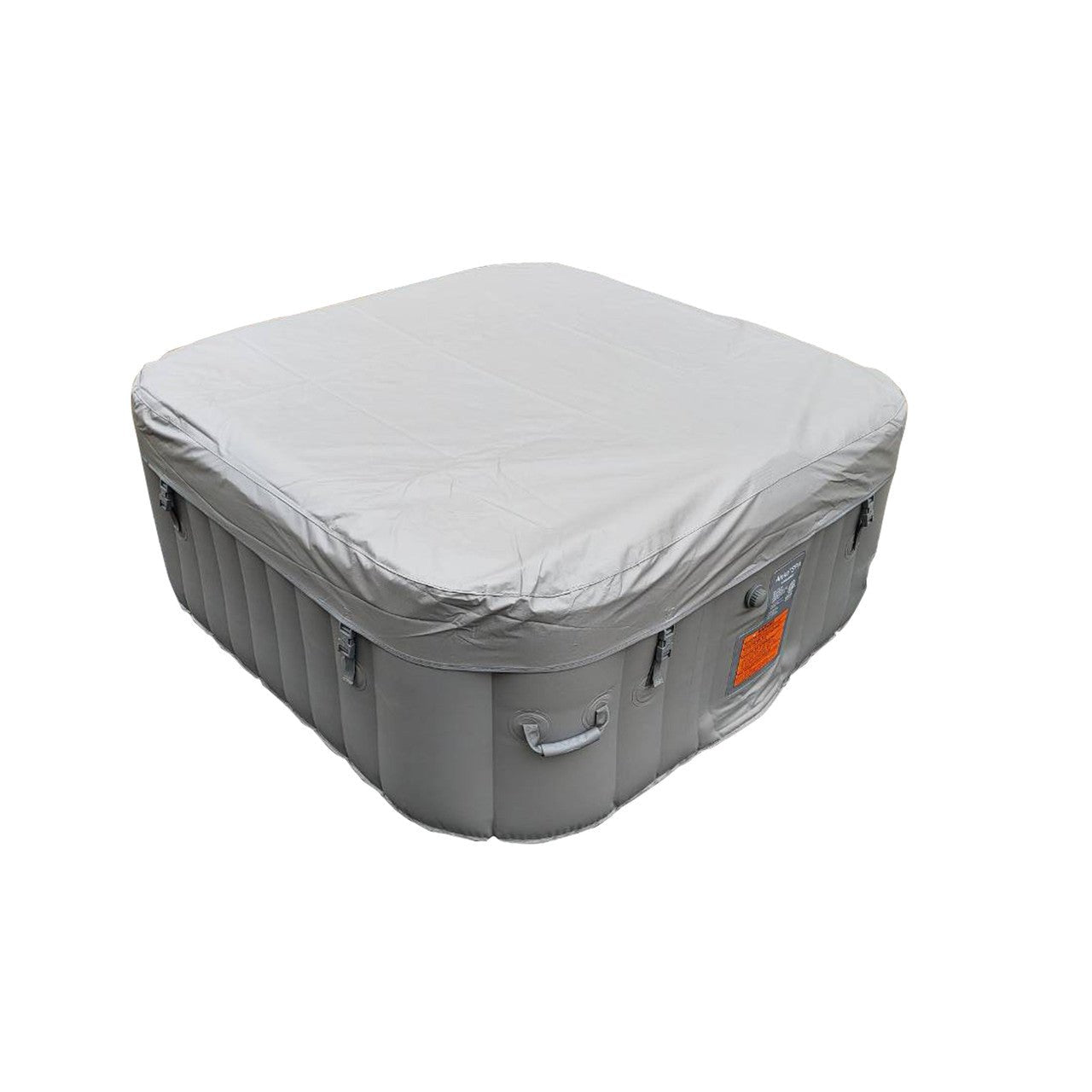 Square Inflatable Jetted Hot Tub with Cover - 6 Person - 265 Gallon - Gray - The Sauna World