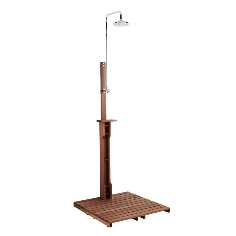 Stainless Steel Freestanding Outdoor Shower and Duckboard - The Sauna World