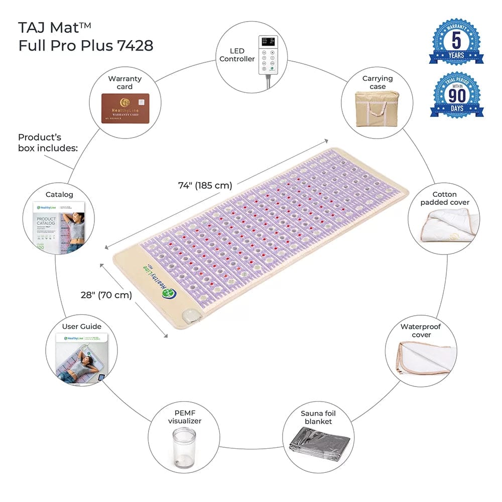 TAJ Mat Full Pro Plus 7428 with Photon LED and PEMF by Healthyline - The Sauna World