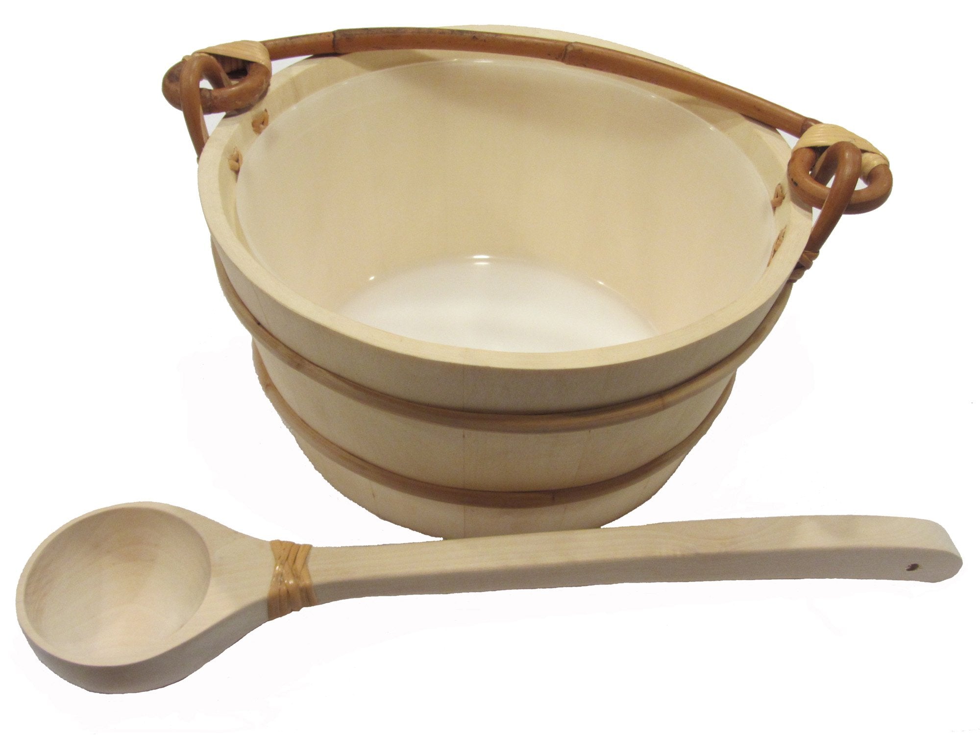 Wooden Sauna Water Bucket & Ladle Set With Liner - The Sauna World